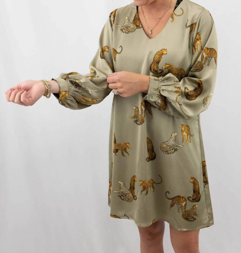 NEW JODIFL satin animal print dress in sage